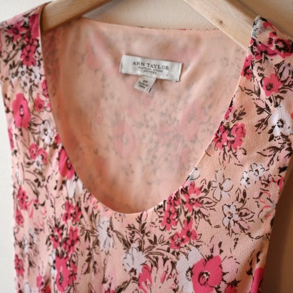 Vintage Ann Taylor Silk Crepe Cottagecore 90's Floral Spring Summer Dress - Picture 5 of 8
